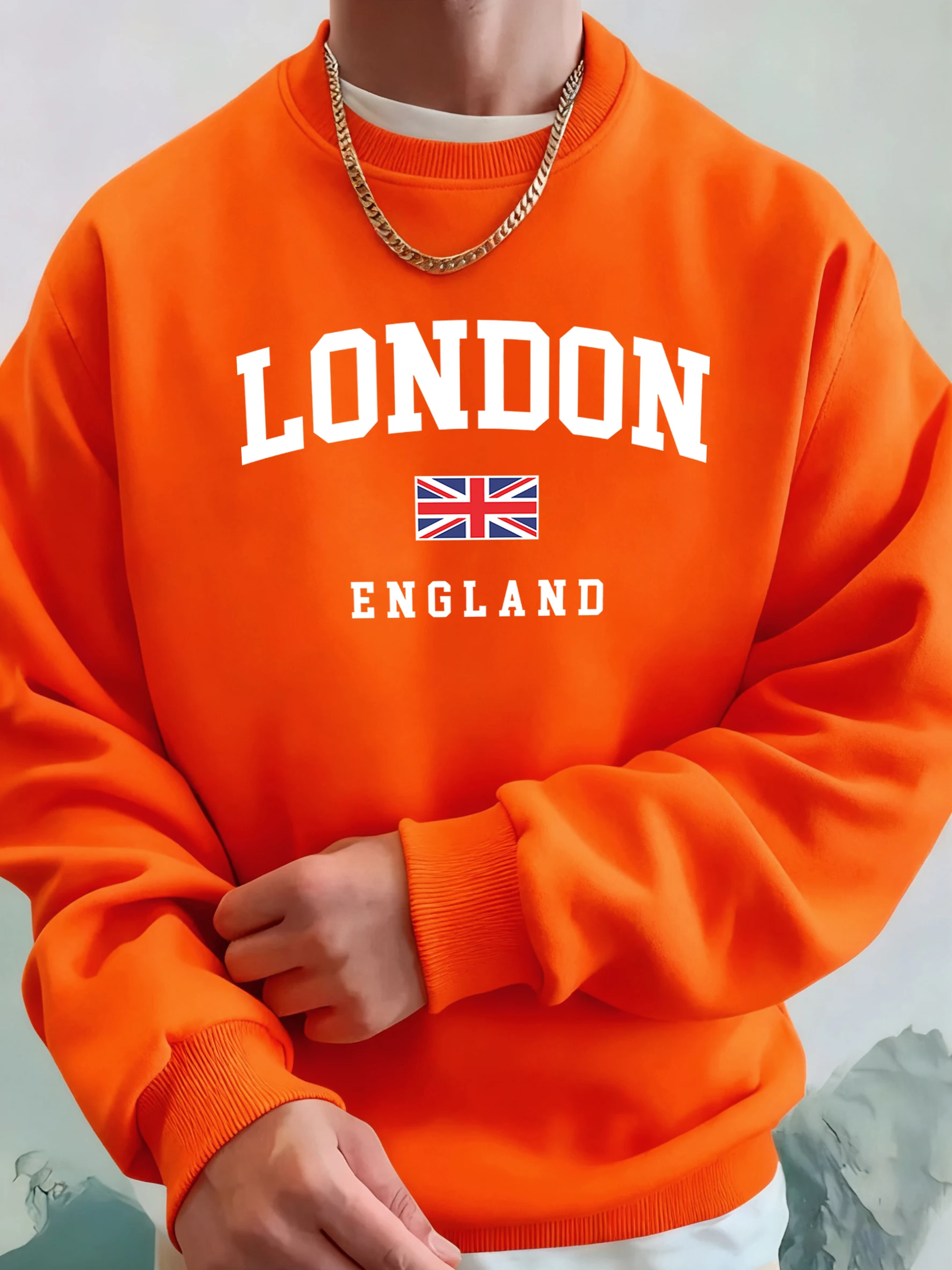 لندن إنجلترا رسالة العلم الملابس المطبوعة الذكور الأساسية الشارع رياضية الخريف مريحة هوديي الصوف جيب بلوزات رجل #1