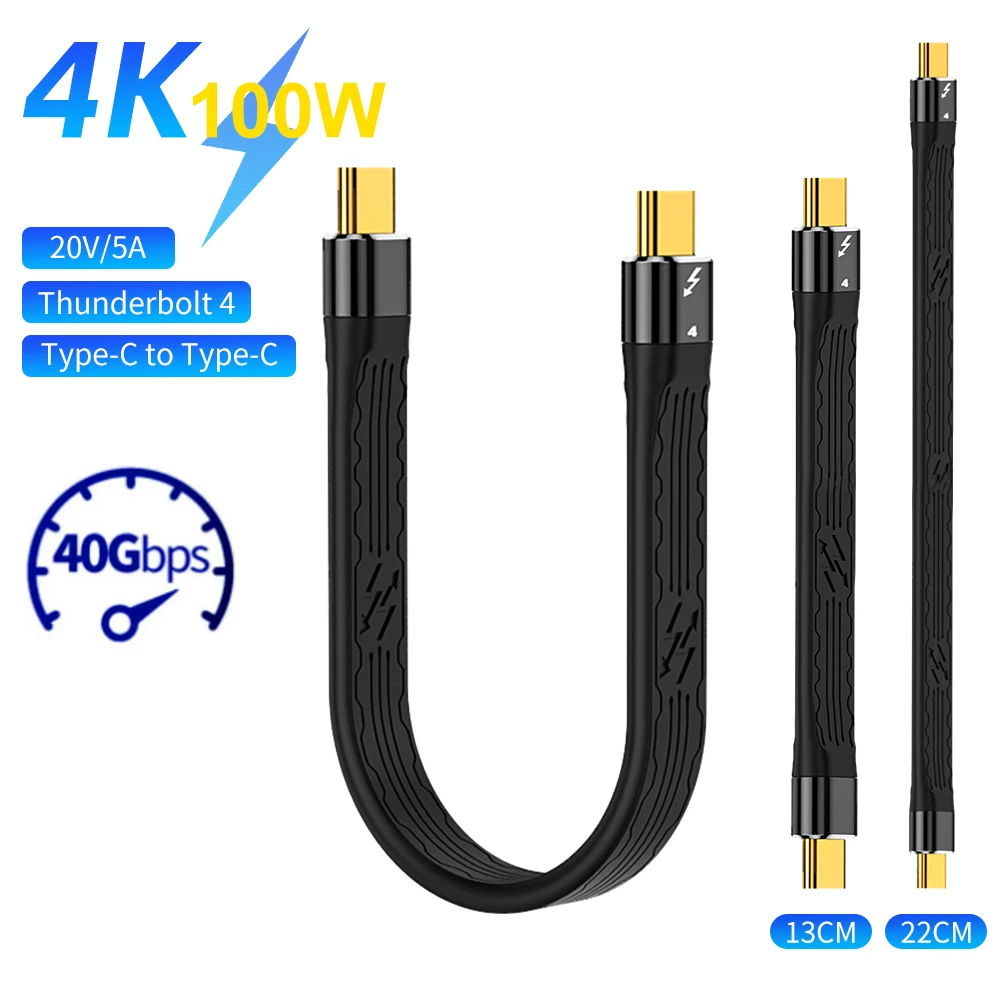 

40Gbps PD 100W Data Cable Thunderbolt 4 Fast Charging Type-C to Type-C Transfer Data Wire FPC Soft 8K 60Hz Cable for MobilePhone