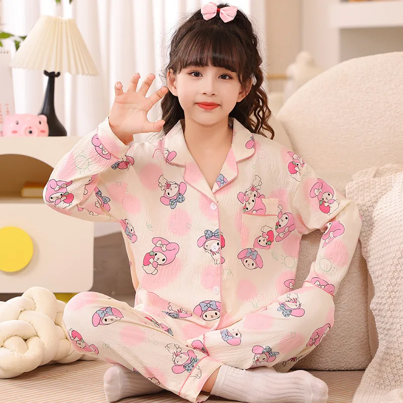 2024 Children Pajamas Sets Girls Autumn Pijamas Sweet Cute Long Sleeve Sleepwear Student Loungewear Home Clothing Christmas Gift