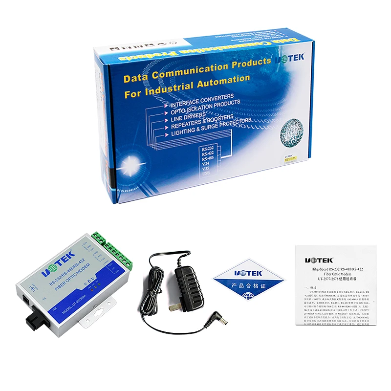 Módem Industrial Serial RS232 RS485 RS422 Convertidor Convertidor De Fibra Óptica UOTEK UT-2577SM RTS