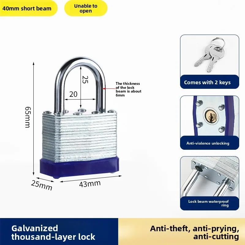 6Pack Key Padlock Weatherproof Locks For Garden Shed Garage Padlocks With Keys Shackle Padlocks Long Lock Heavy Duty