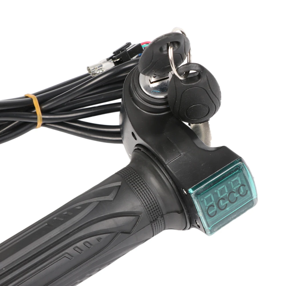 24/36/48/60/72V LED Digital Meter Electric Bike Scooter Throttle Grip Handlebar with Power Switch LED display BicycleAccessories