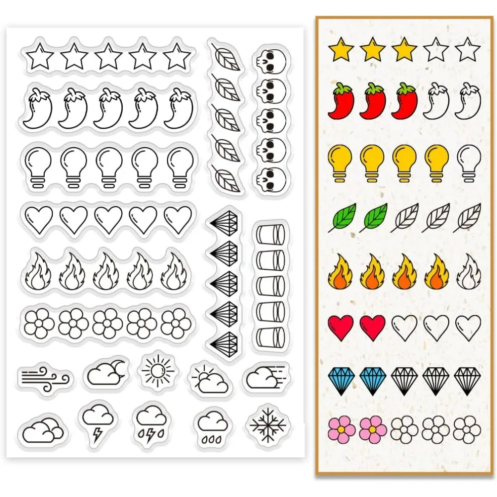 11 Styles Clear Stamps for Card Making Weather Five-Star Skull Leaf Transparent Stamp Heart Paper Crafting Album Decoration