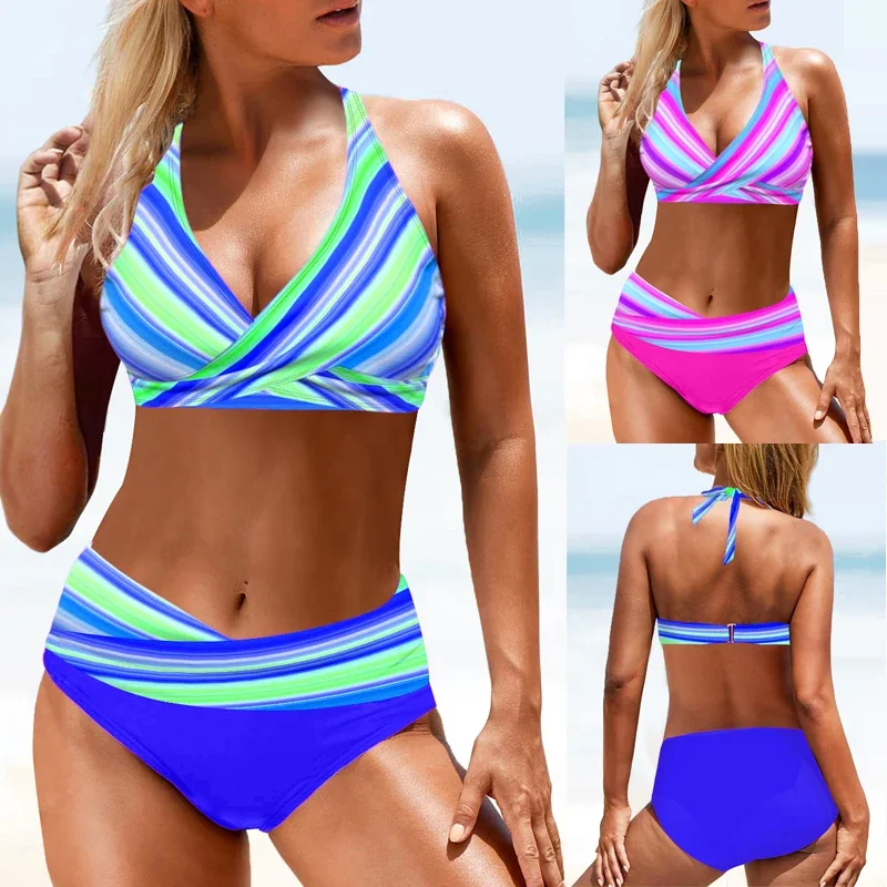 

2023 New Summer Women's Fashion Beach Swimwear Swimwear Women's Two Piece Swimwear Women's Printed Bikini Swimwear