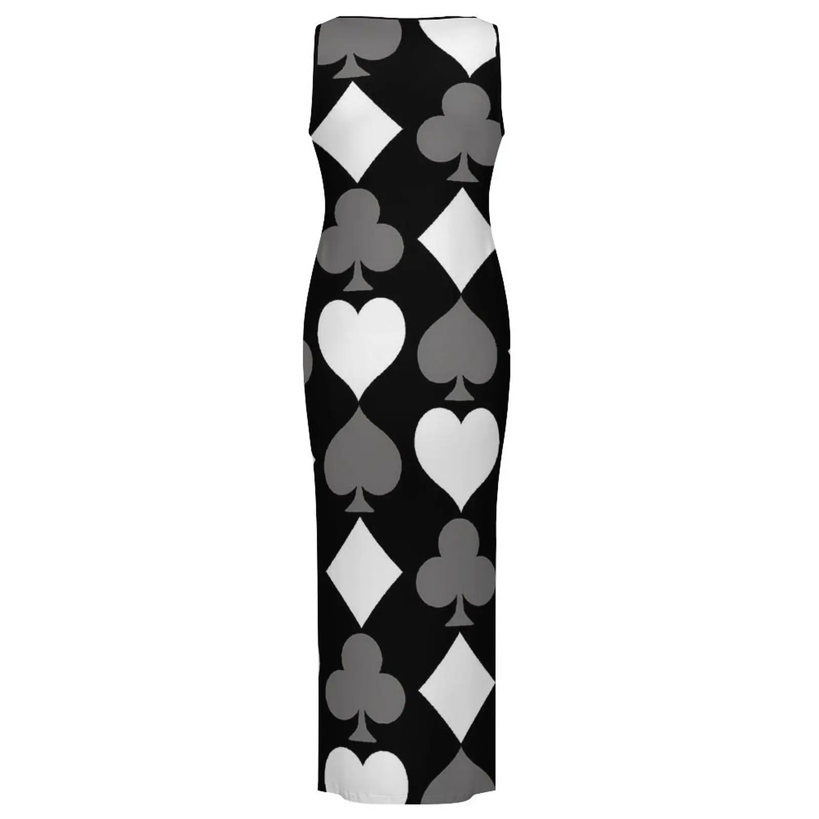 Poker Cards Print Dress Sleeveless Card Suits Aesthetic Maxi Dresses Pretty Bodycon Dress Womens Graphic Oversize Vestido