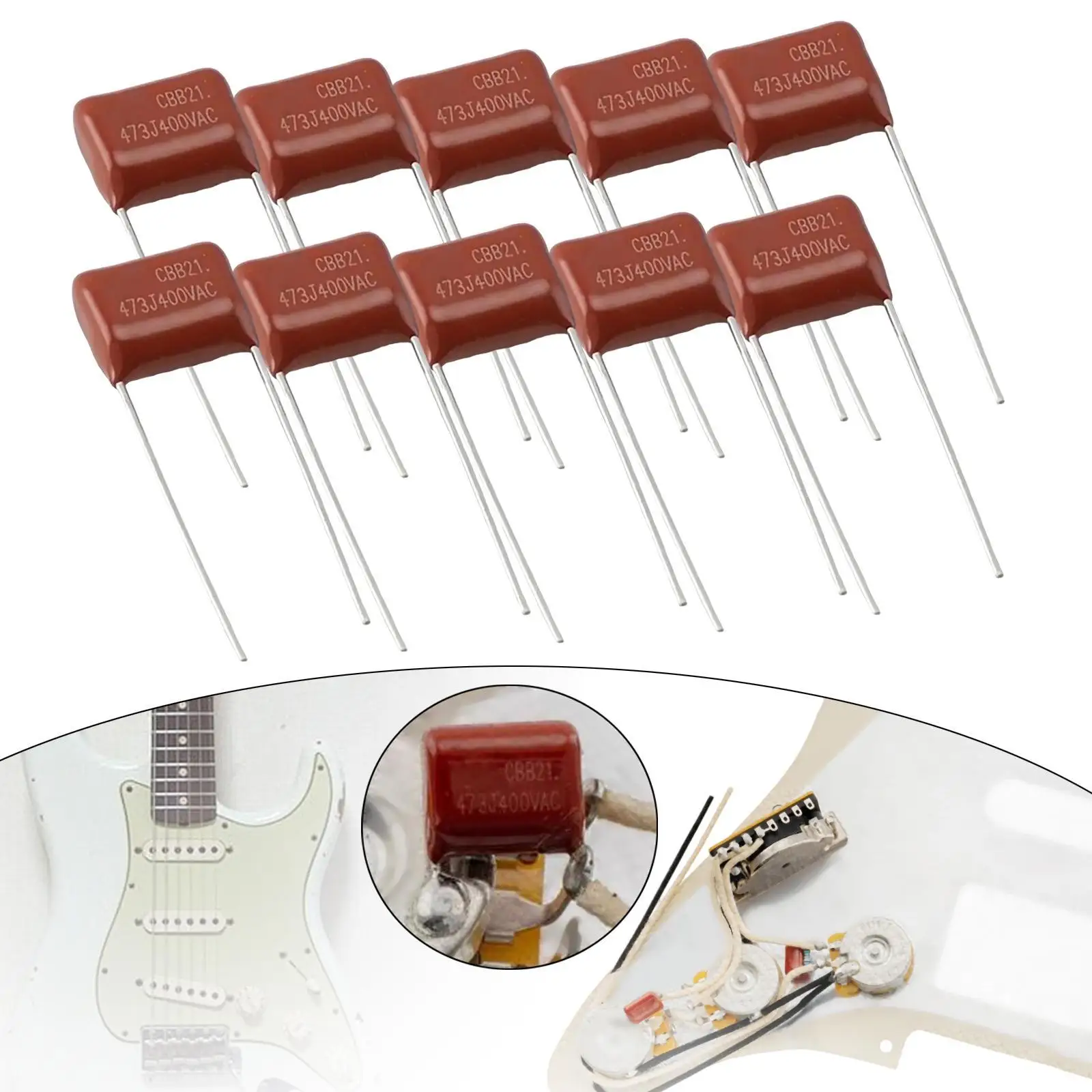 Guitar Film Capacitors Metal 0.022uf 0.047uf Tone Mod Parts Electric Guitar Bass Upgrade for Humbucker Pickups