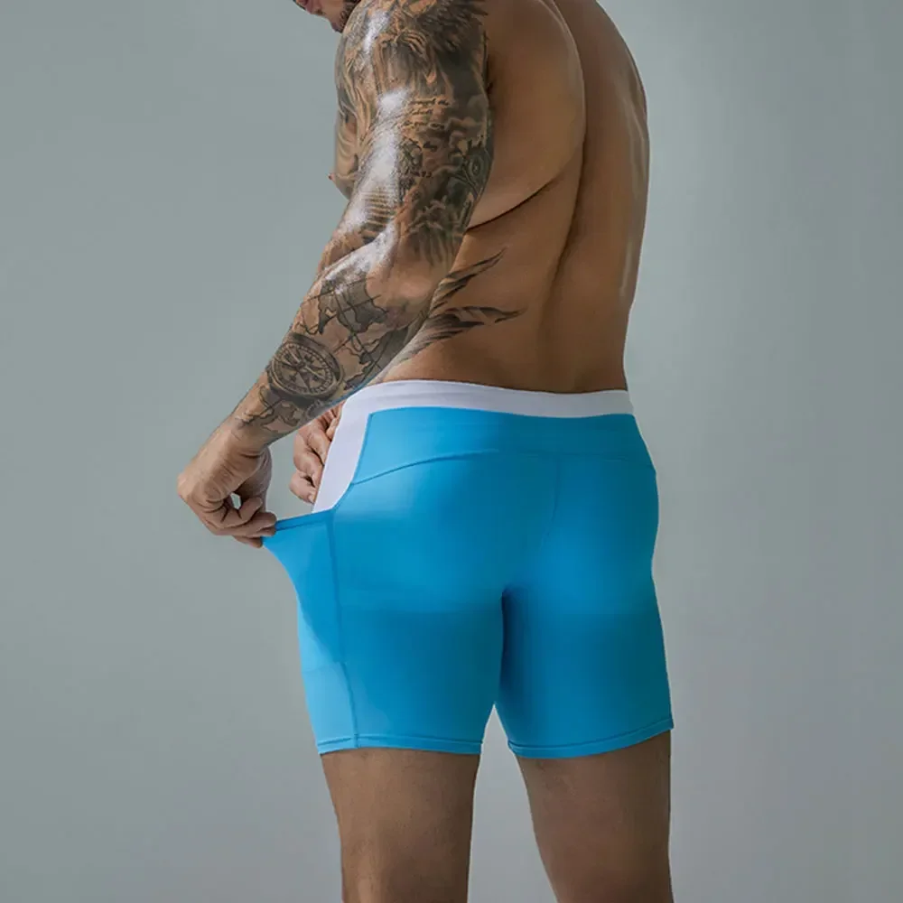 Bañadores impermeables para hombre, pantalones cortos de secado rápido, bañador con bolsillos, pantalones de Surf, traje de baño para playa y piscina