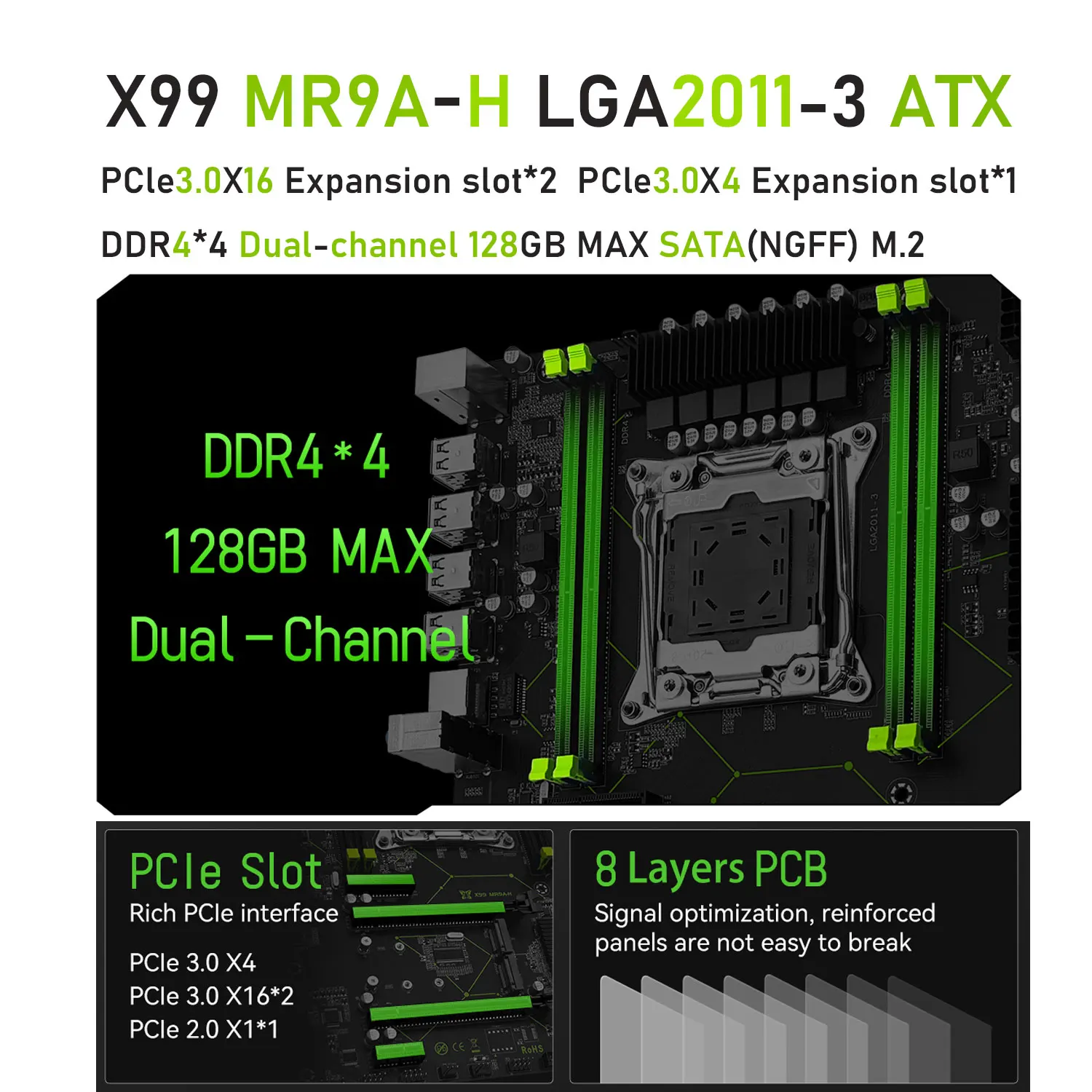 MACHINIST X99 Motherboard LGA 2011-3 Intel Xeon E5 V4 V3 CPU DDR4 16GB Memory RAM kit set ATX MR9A-H  NVME M.2