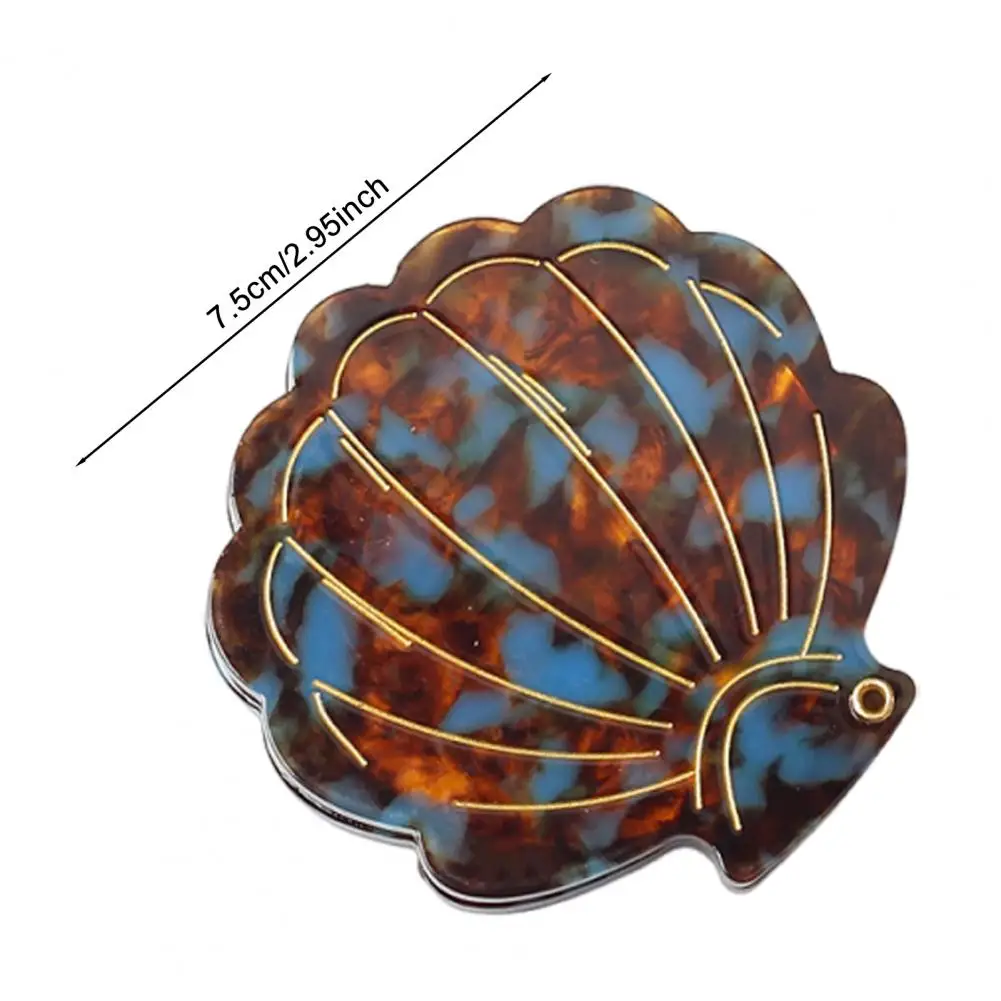 مرآة مكياج قابلة للطي على شكل صدفة، مرآة جيب بتصميم لطيف للنساء والفتيات، مرآة لمستحضرات التجميل المحمولة الأساسية للسفر