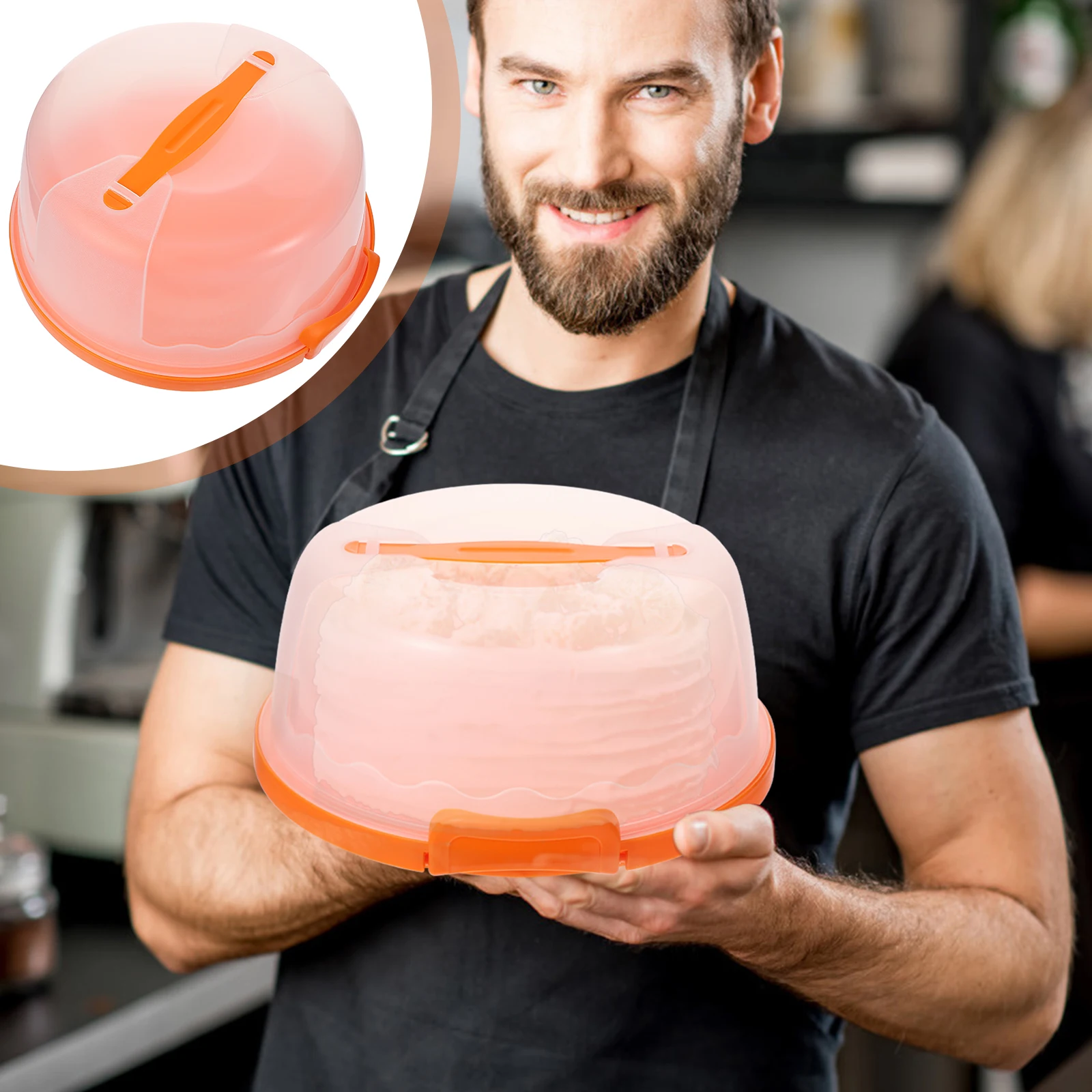 

1Pcs Cake Fresh Keeping Box Premium Transparent 8 Inch Round Cake Carrier Portable Baking Storage for Birthday Baby Shower