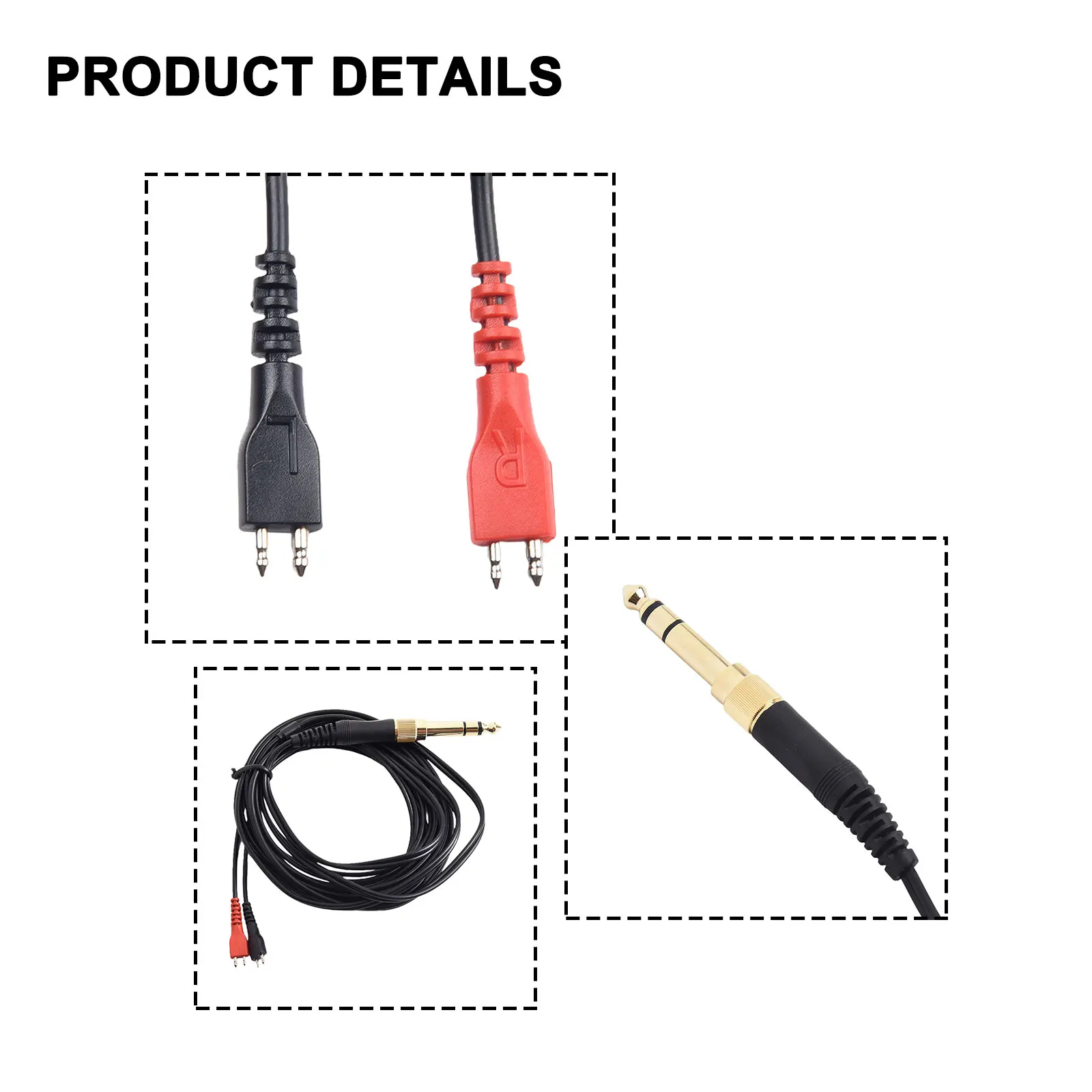 Extension Headset Audio Cable Black Earphone Plastic Professional Replacement Spare Part High Frequencies 2 Meter