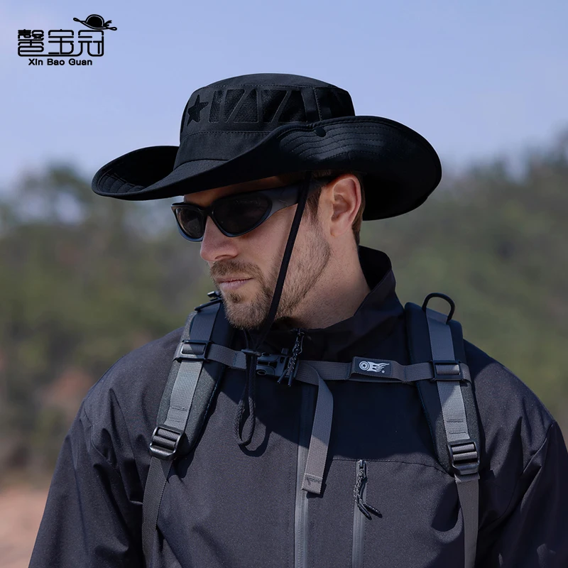 New spring and summer style cowboy hat for outdoor use, large brim, sun protection and shade. Men's hiking and fishing hat.