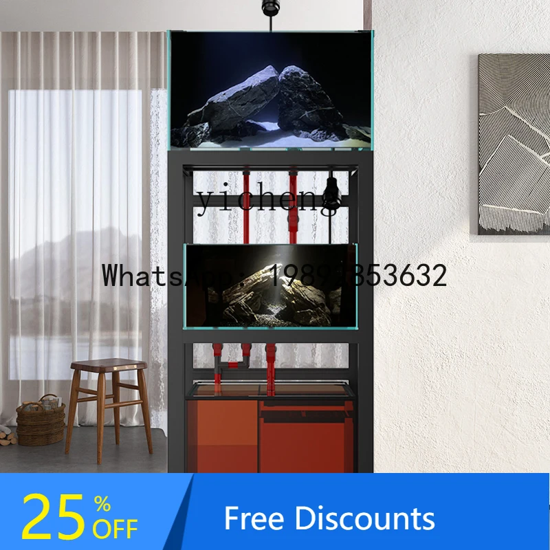 

fish tank large, medium and small new living room household ultra-white glass water-free amphibious tank