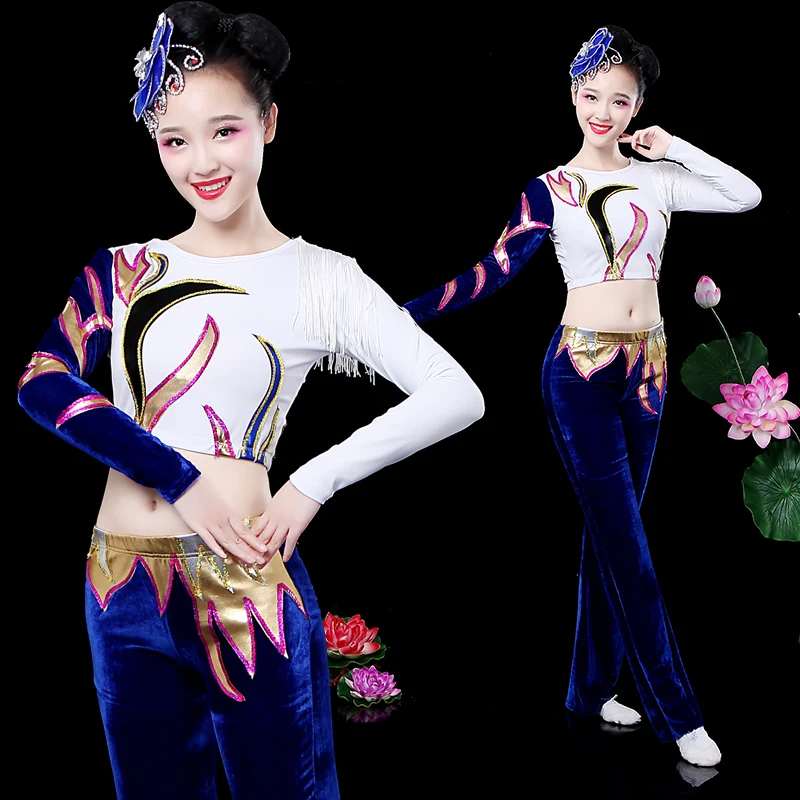 

Гимнастический костюм для киты, женская национальная одежда для выступлений, одежда для кадриль, аэробика, танцевальный костюм