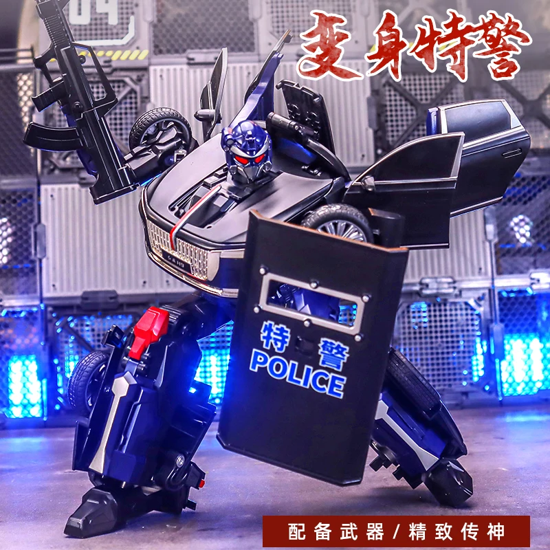 Em estoque li jiang transformação li jiang h9 genuíno hong qi h9 polícia estilo do carro figura de ação robô modelo coleção brinquedos presentes