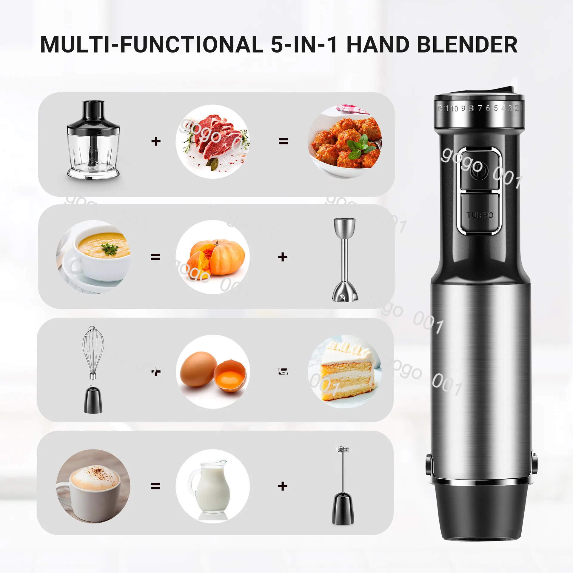 Baby Food & Meat Blender Stick, Powerful Motor with Whisk & Chopper, Handheld Electric Mixer for Kitchen