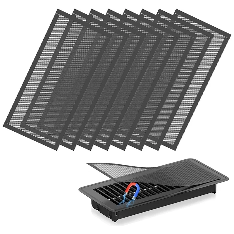 4 X 10Inch Floor Vent Covers, Strong Magnetic Vent Mesh Air Vent Filters PVC Floor Register Vent Screens For Home, Durable 8PCS