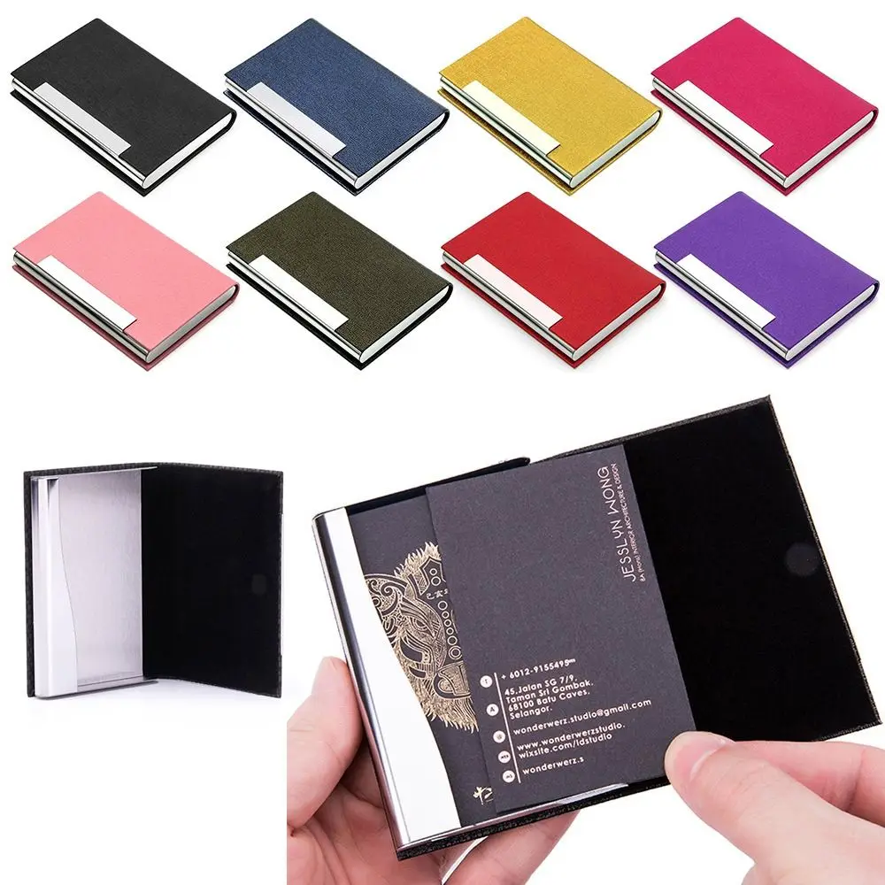 Anti-loss Man & Woman With Magnetic Buckle PU Leather Business Card Holder Card Case Name Card Holder Card Pocket