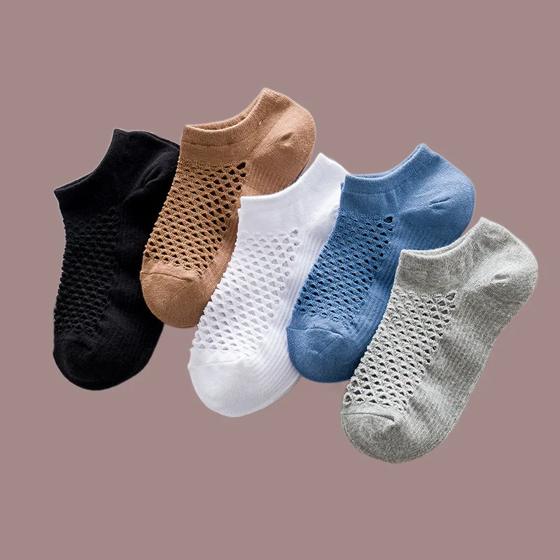 5/10 Pairs New Man High Quality Cotton Short Socks Men Comfortable Casual Sports Ankle Socks Fashion Male Breathable Mesh Socks