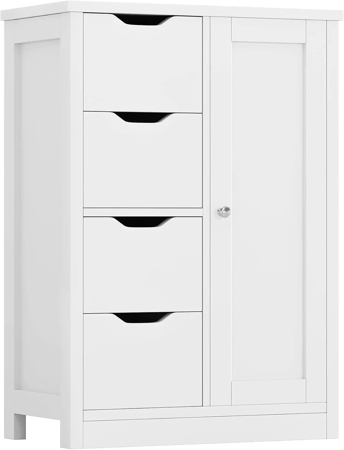 

Bathroom Floor Storage Cabinet, Wooden Storage Organizer with 4 Drawers and 1 Cupboard, Freestanding Bathroom Furniture, Home St