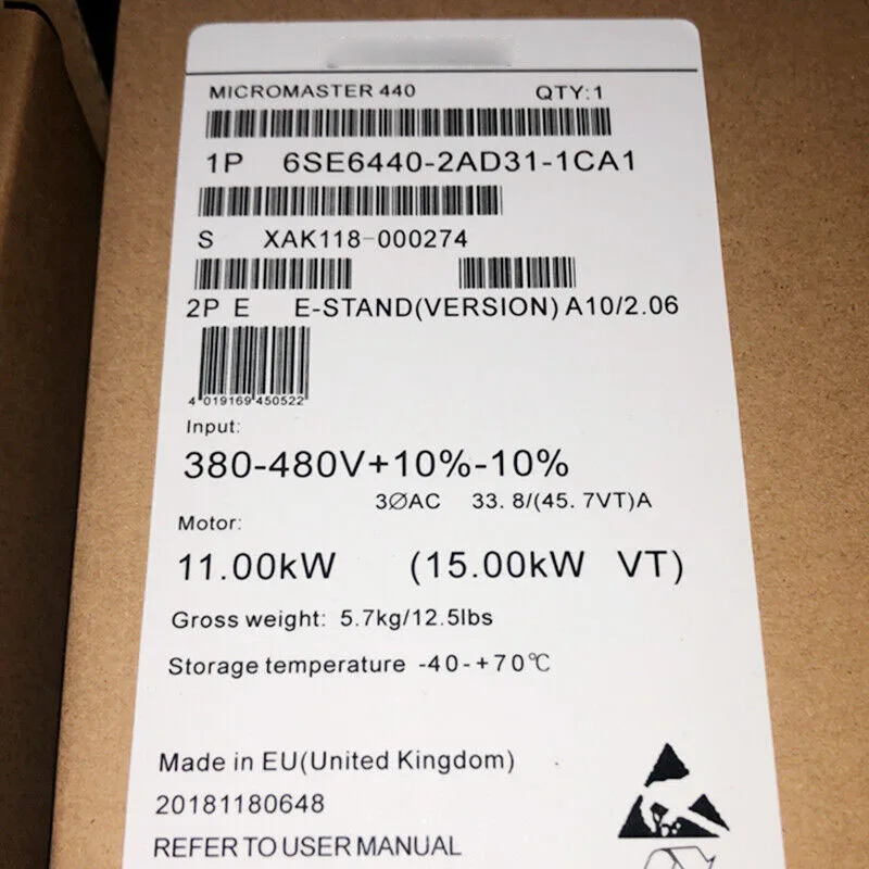 NEW 6SE6440-2AD31-1CA1 MICROMASTER 440 Constant Torque 11kW Overload 150% 60S 6SE6 440-2AD31-1CA1