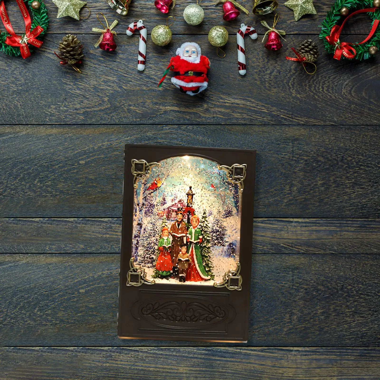 クリスマスオルゴール装飾ナイトライトテーブルセンターピース、インテリア装飾とホリデーオーナメント用