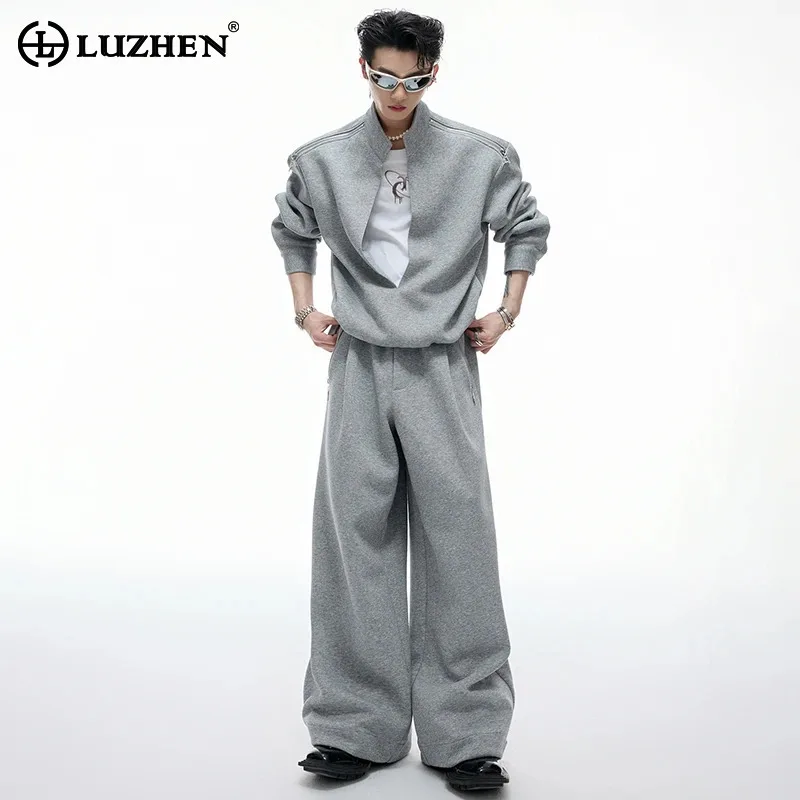 

LUZHEN модная оригинальная молния контрастного цвета, свободная уличная толстовка, мужские повседневные брюки высокого качества с широкими штанинами JY3555