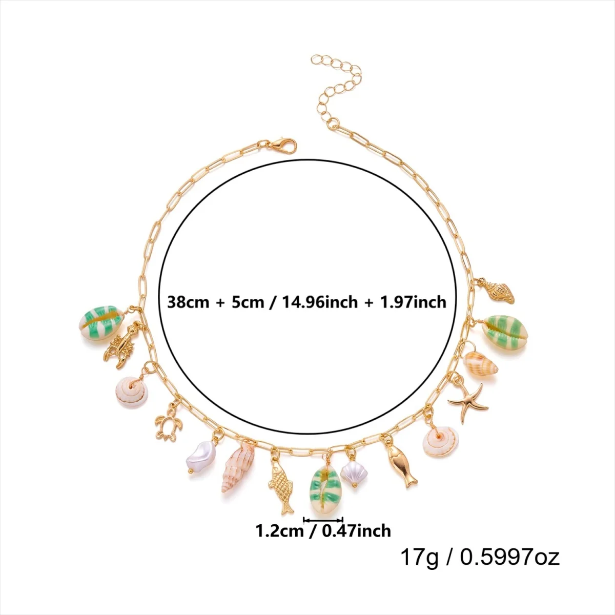 Sommerurlaub Muschel Seestern Conch Fisch Schildkröte Korallen Anhänger Halskette für Damen Herren Imitationsperlen Choker Ozean Strand Schmuck – Detail 22