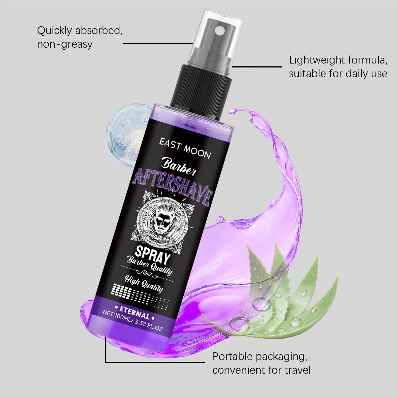 EAST MOON Aftershave zapachowy spray męski broda delikatne oczyszczanie odżywczy nawilżający odświeżający esencja w sprayu łagodzi skórę