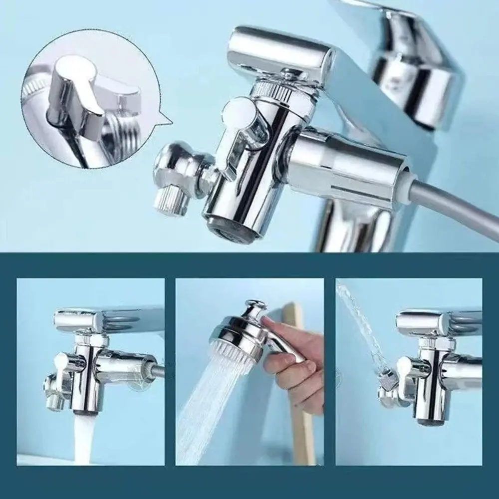 

Stylish Chrome Finish Bathroom Faucet Multi-functional Universal Connected Faucet Durable Shower Spray Head Bathroom