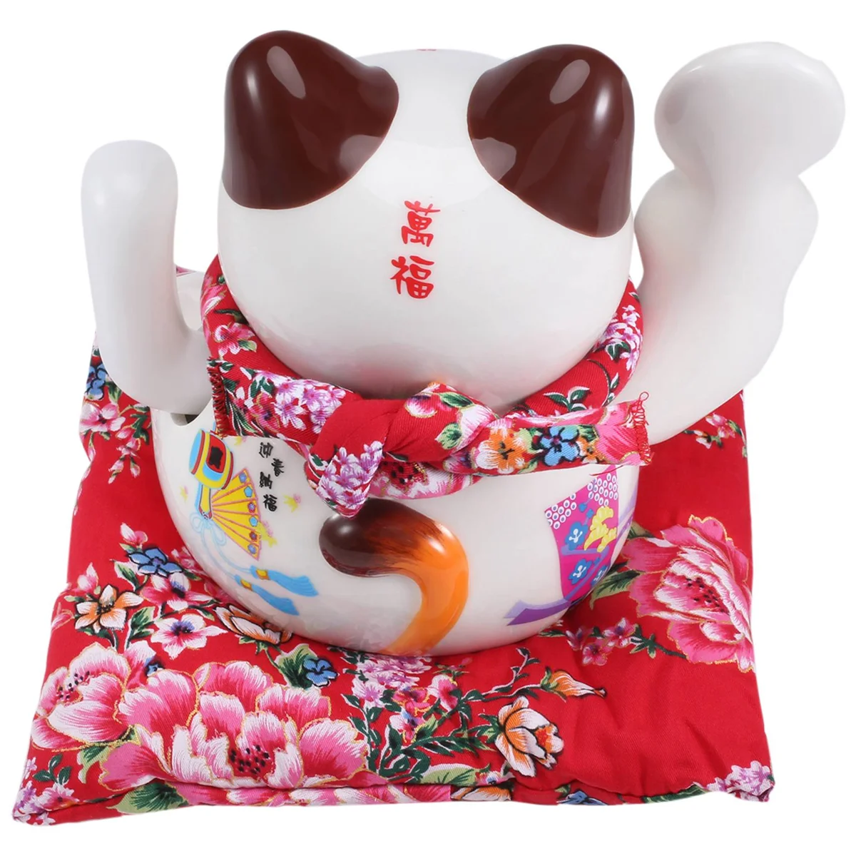 7Inch Ceramic Beckoning Cat Maneki Neko Ornament Feng Shui Decoration Swing Lucky Cat,C