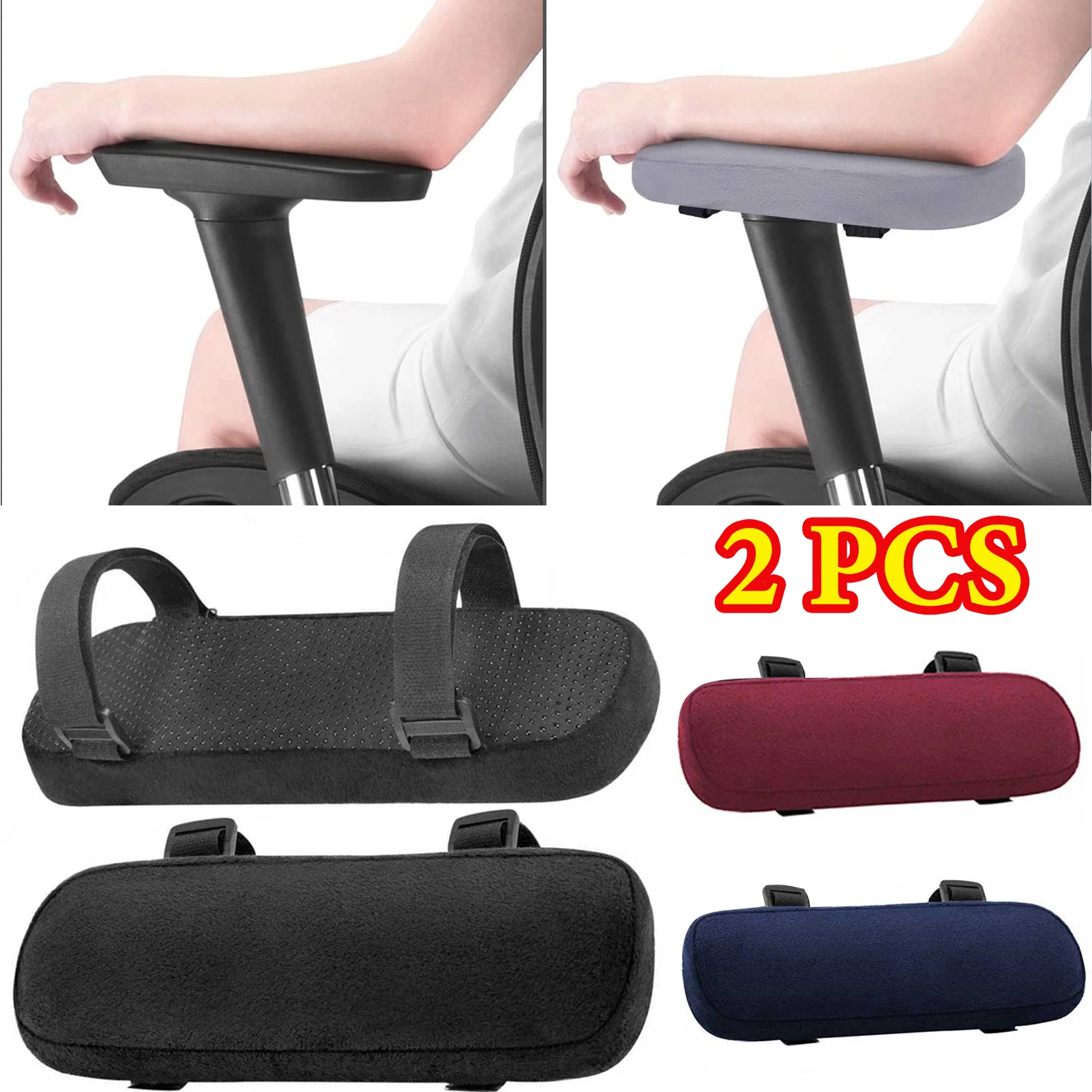 2PCS Soft Armrest Cushion Memory Foam Home/Office Chair Arm Rest Covers Computer Gaming Elbow Cushion,Removable Washable