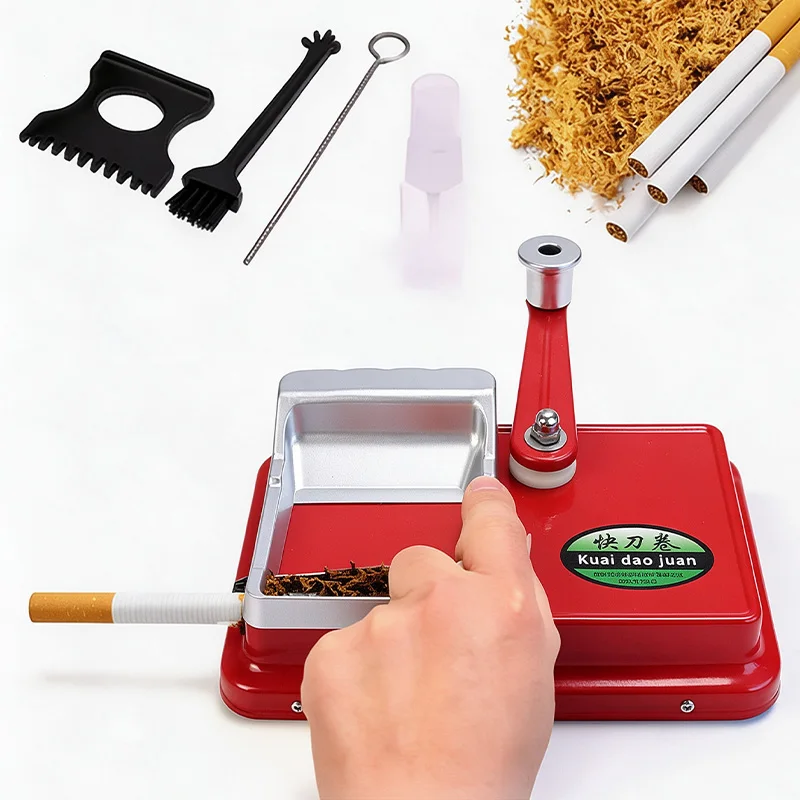 Crank Cigarette Rolling Machine 5.5/6.5/8.8mm Manual Cigarette Injector Desktop Cigarette Maker with Full Cleaning Accessories