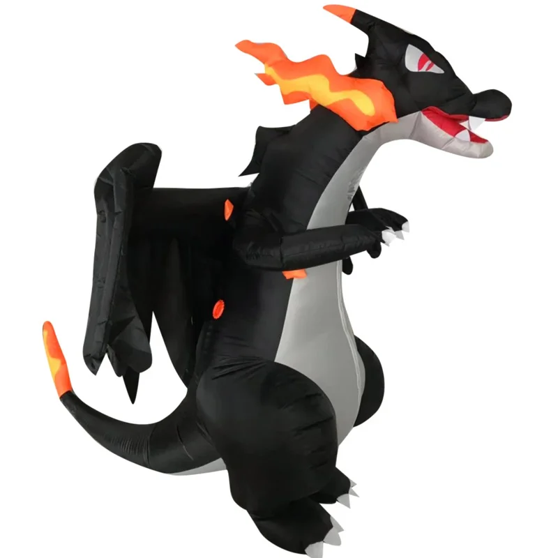 Animal Cartoon Inflatable Dinosaur Spit Fire costume Dragon Cosplay Adult Clotes Suit Christmas Halloween Carnival Party Uniform