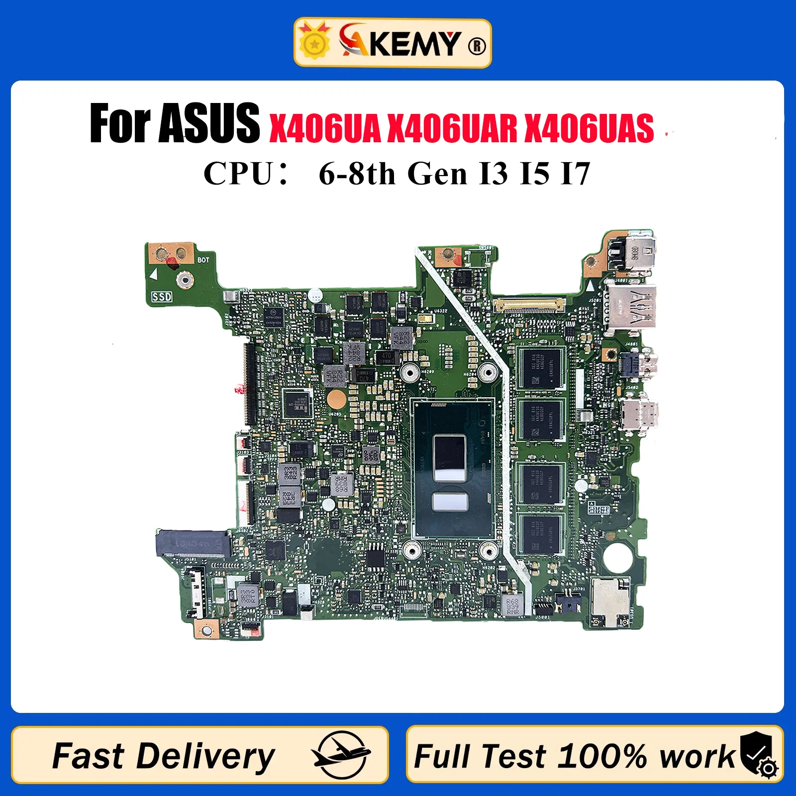 

X406UA Материнская плата для ноутбука ASUS VivoBook X406U S406U V406U K406U X406UA X406UAR X406UAS Материнская плата с процессором I3 I5 I7 тест ОК