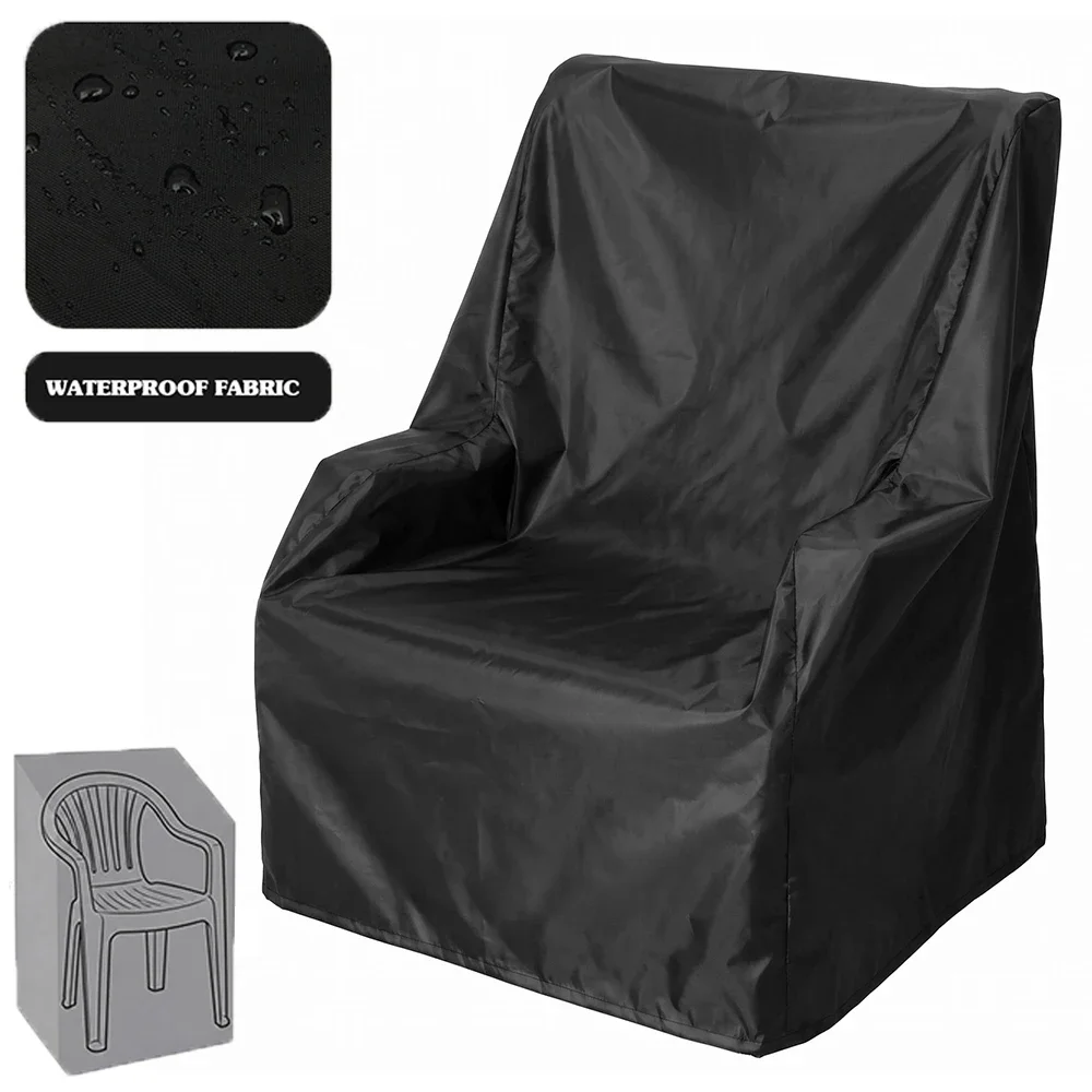 Garden Chair Cover Waterproof Sun Resistant Outdoor Furniture Protector with Drawstring Stacked Chair Dust Cover Chair Organizer