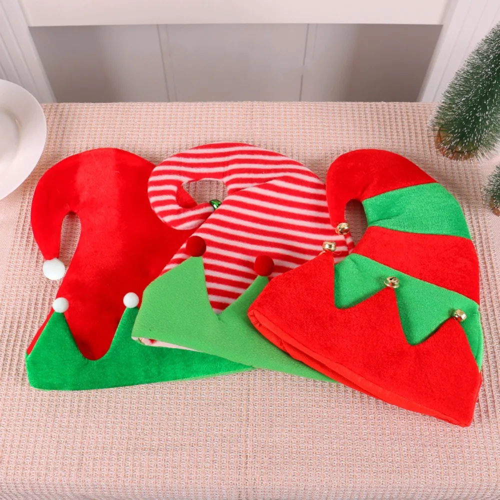 New Creative Ball Stripe Xmas Cap Soft Party Supplies Red Santa Elf Hat New Year Christmas Xmas Outdoor Christmas Hat