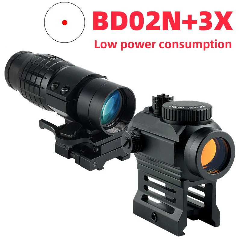 

BD02N Tactical 3X Combo Optics Hologram Sight Flip-up Mount Red Dot Sights Reflex Compact RifleScope Shooting Hunting Accessory