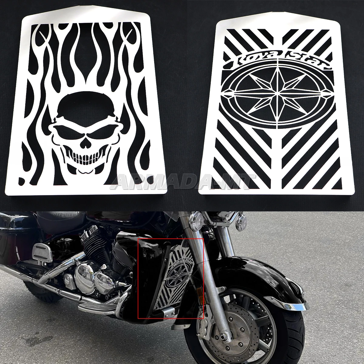 

For Yamaha XVZ13 Royal Star XVZ1300 XVZ 1300 Venture Tour Deluxe Motorcycle Skull Flame Radiator Grille Cover Guard Protection