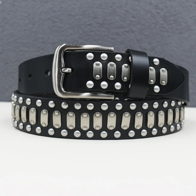 European And American Rivet Men's And Women's Belts Light Luxury Personal Style Pu Waist Belt Alloy Punk Fashion Belt