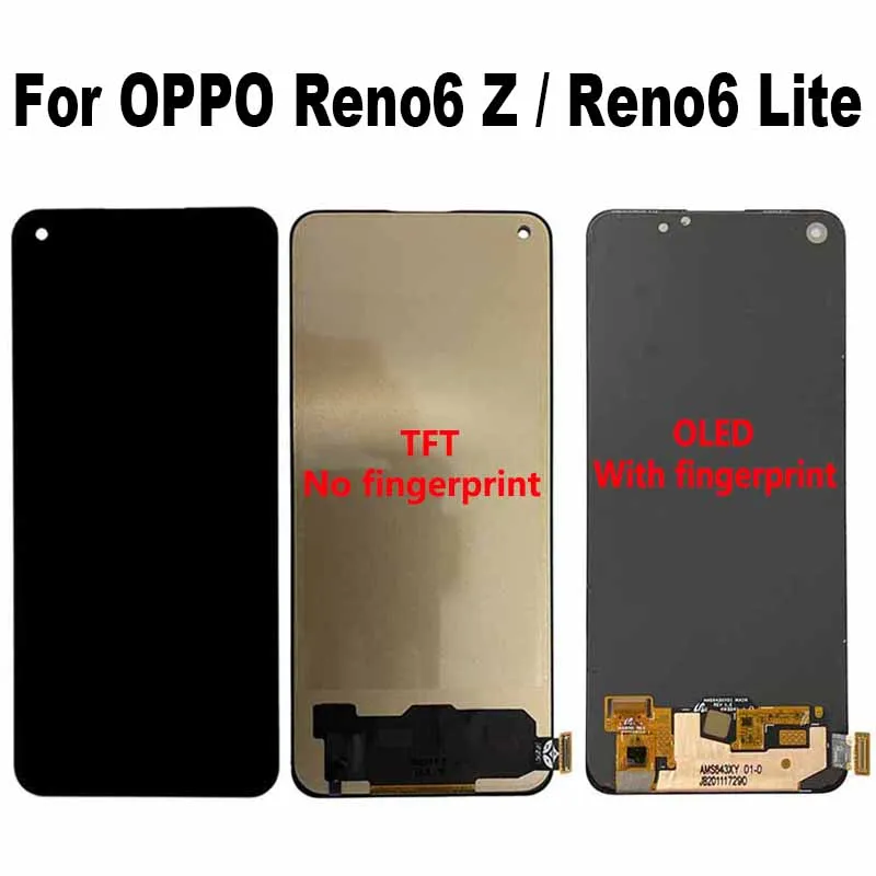 For OPPO Reno 6 Z 5G Reno6 Z CPH2237 LCD Display Touch Screen Digitizer Assembly For OPPO Reno 6 Lite CPH2365 Reno6 Lite LCD