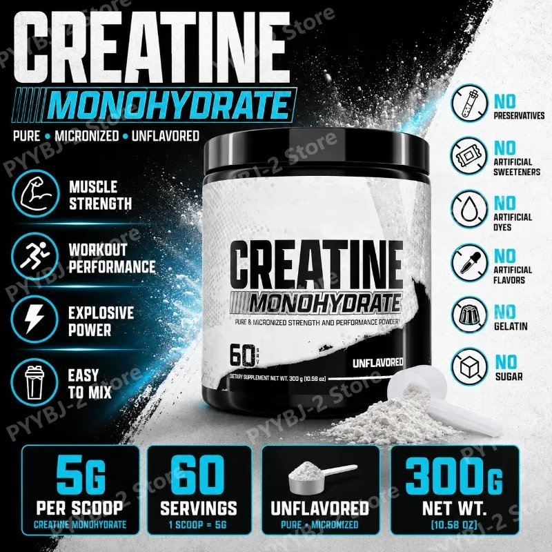 Creatina Monohidrato en Polvo 300g Ayuda a Mejorar la Recuperación Energética Post-Entrenamiento para Mujeres y Hombres y a Mejorar la Masa Muscular