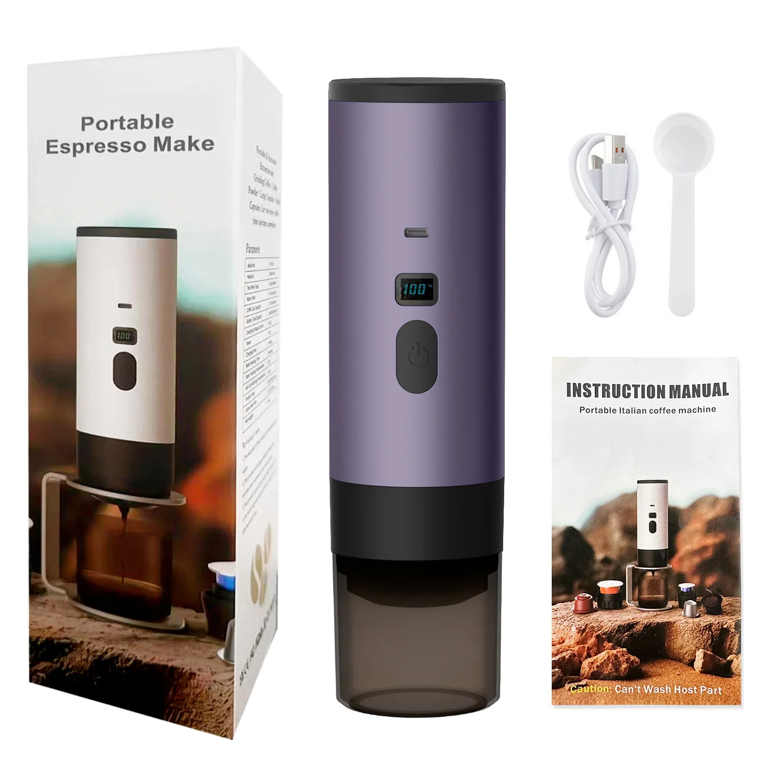 

Portable capsule coffee machine, fully automatic, wireless heating, small home and outdoor personal coffee machine