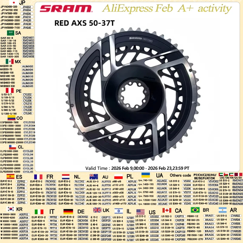 

SRAM RED AXS 50-37T Chainring 8Bolt Direct Mount 2x12Speed 8 Holes Black Round Chainring Double Original For SRAM RED AXS Crank