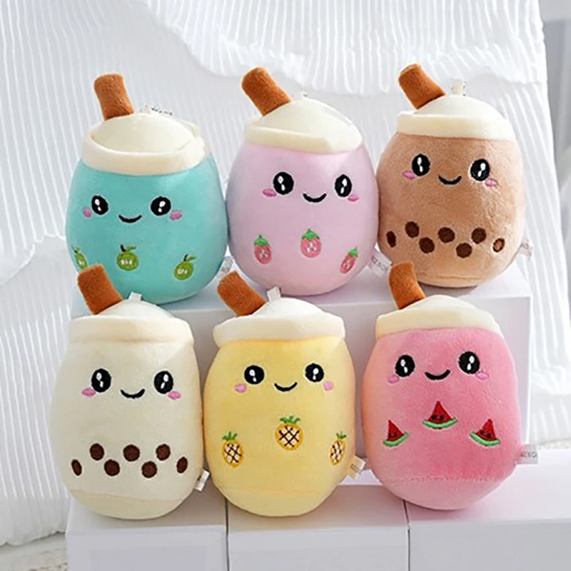 11CM Bubble Tea Cup Plush Toy Keychain Kawaii Action Figures Cartoon Doll Keyring Bag Car Pendant Stuffed Toy Hanging Pendant