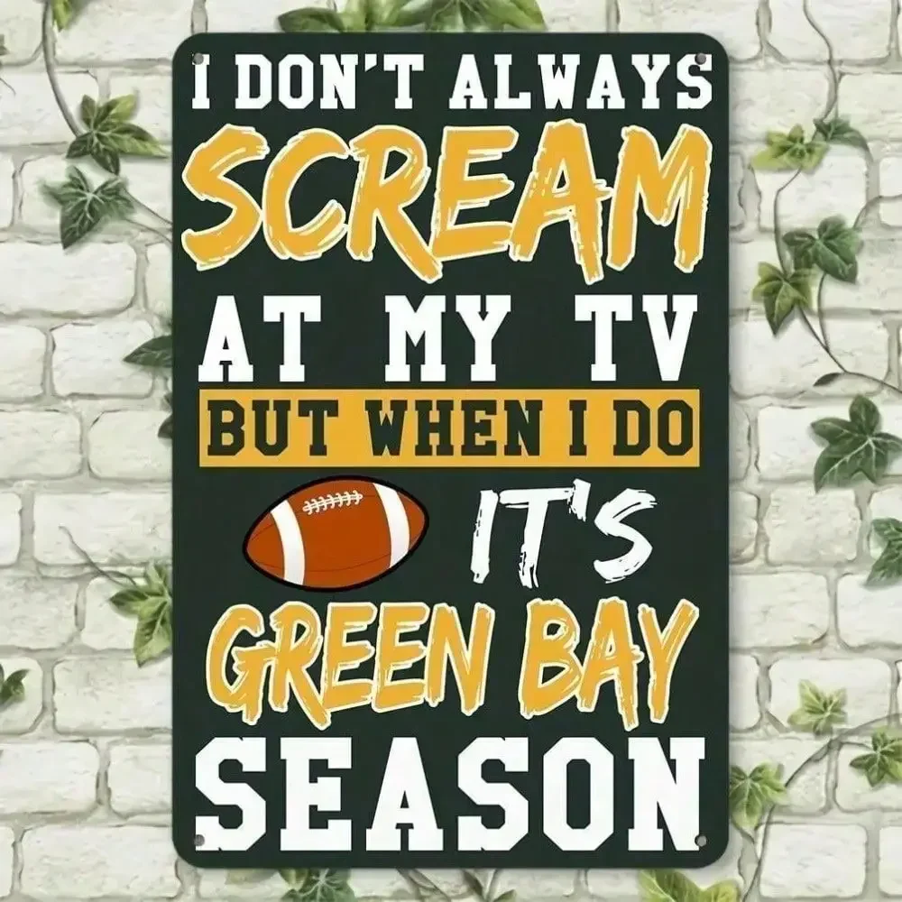 Vintage Tin Signs 8x12 Inch - Metal Wall Decor for Man Cave, Bar, Garage, Home Office | Rustic Packers NFL Fan Gift | Funny Q