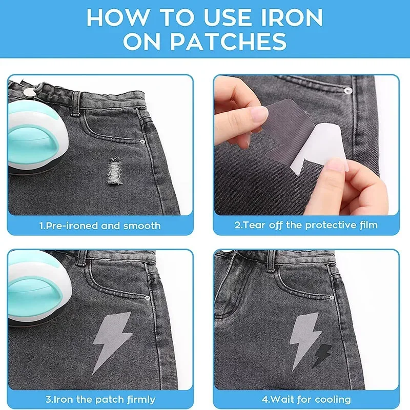 4pcs/lot Fabric Iron-on Patches 12.5x9.5cm Sewing on Patches Iron on Strong Glue Cotton Patch for Clothes DIY Jean Repair Decor