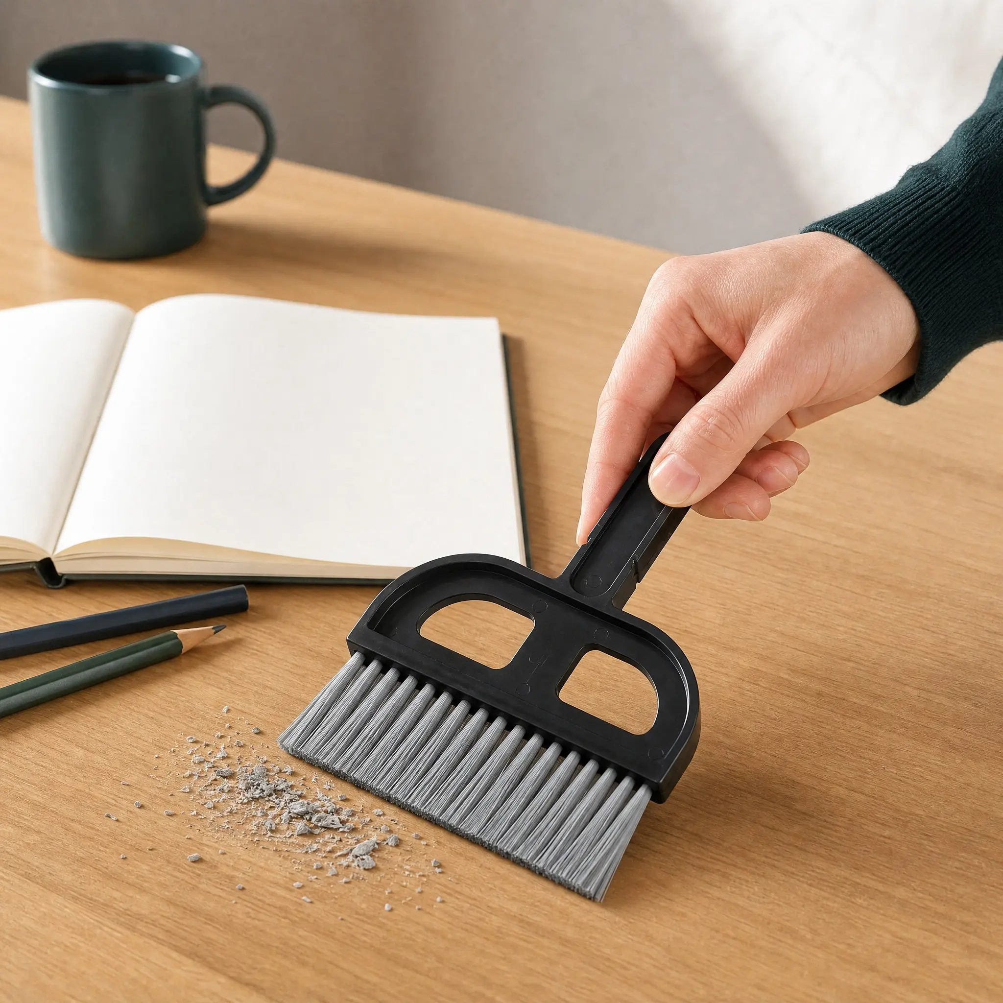 Mini Small Brush Keyboard Cleaning Plastic Broom Dustpan Set Black for Table Sofa Car Desktop Computer Cleaning