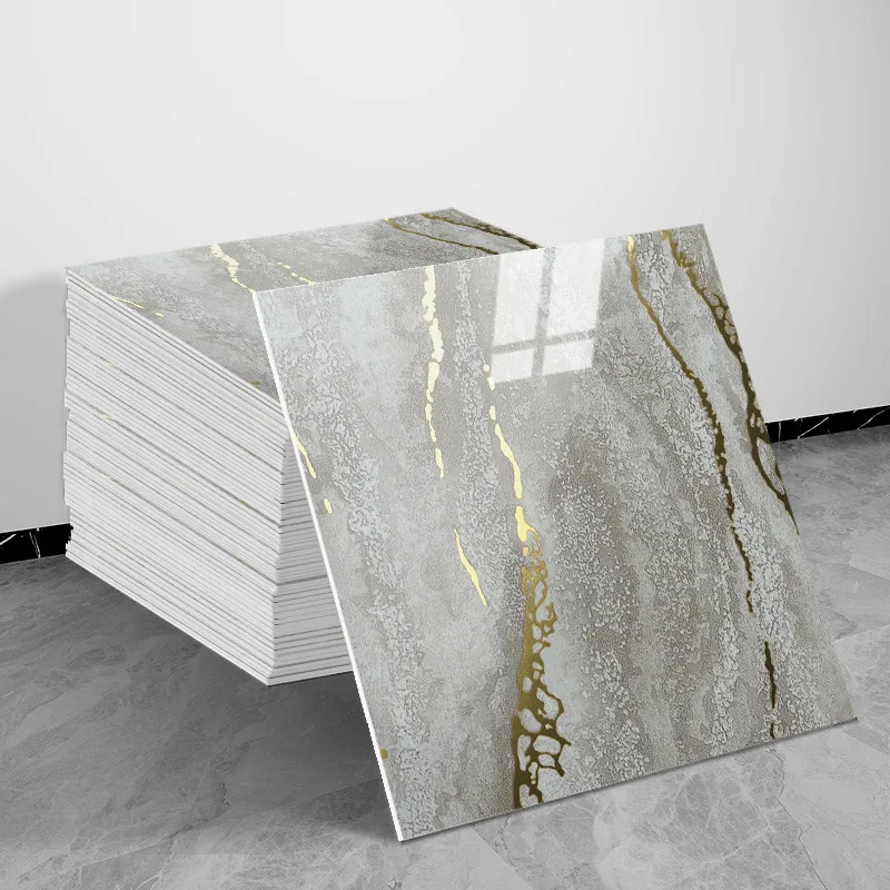 30x30cm 10 Sheets Oil-Proof Marble Effect Wall Tiles Self-Stick Waterproof Film for Countertops Cabinets High-Contact Areas