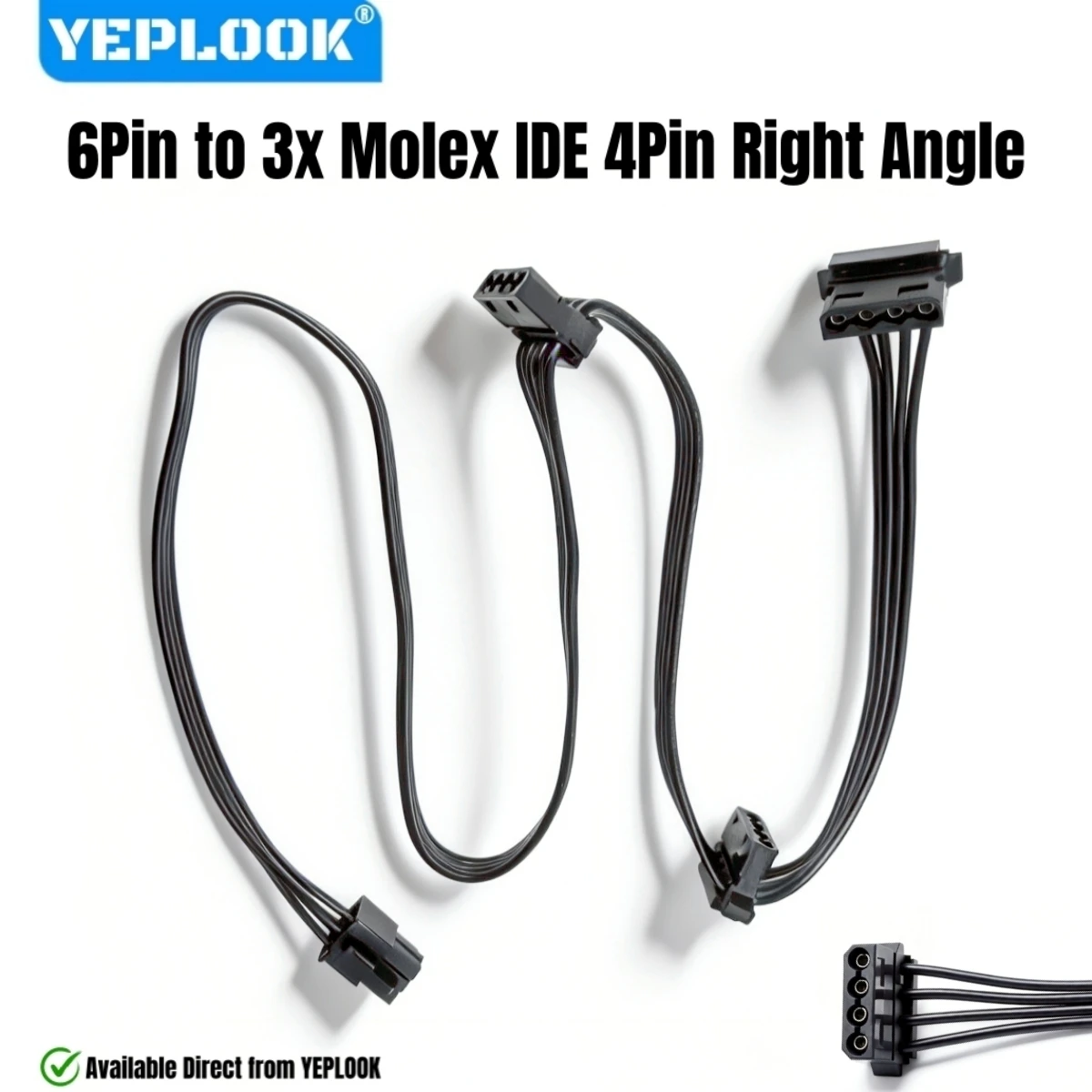 

For Corsair AX-i PSUs, 6Pin to 3 Molex 4Pin Angle, IDE Power Cable for Corsair AX1600i, AX1500i, AX1200i, AX860i, AX760i Modular
